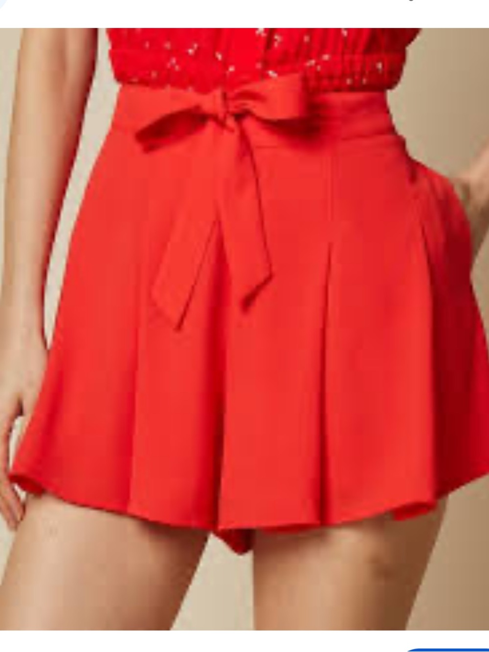 Aritzia Red Westley High-Waist Tie-Front Pleated Shorts